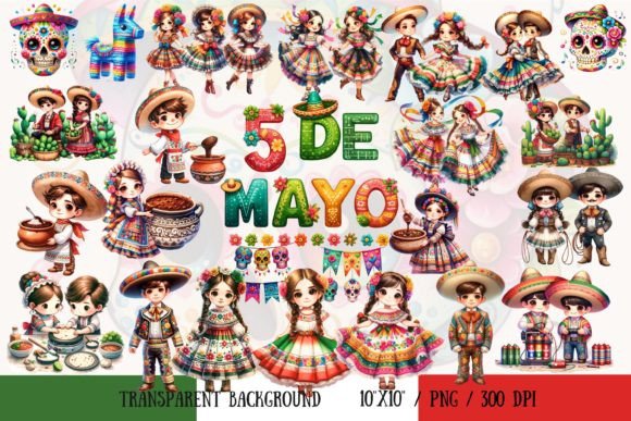 5 De Mayo Watercolor Illustrations: Vibrant Design Assets