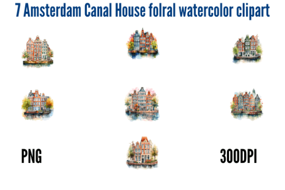 Amsterdam Canal House Folral Watercolor
