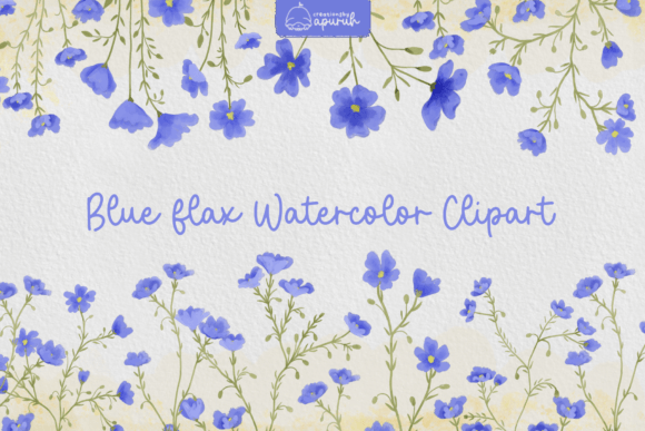 Blue Flax Watercolor Clipart
