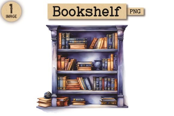 Bookshelf Watercolor Clipart PNG 5 for Beautiful Projects