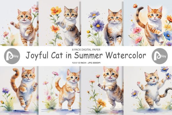 Digital Paper Cat: Summer Watercolor Display Font