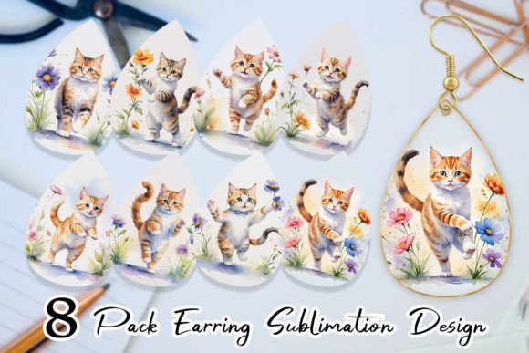 Earring Cat in Summer Watercolor: A Playful Display Font