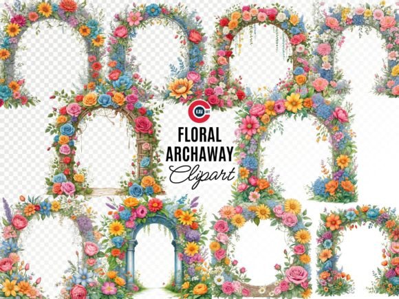 Elegant Watercolor Floral Frame Clip Art for Modern Design Projects
