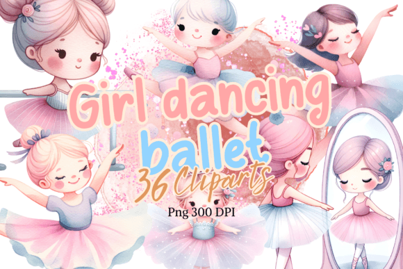 Girl Dancing Ballet Watercolor Clipart for Creatives