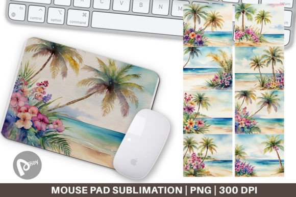 Mouse Pad Watercolor Beach Scene: A Display Font with Coastal Soul