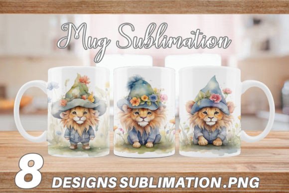 Mug Wrap Watercolor Spring Lion