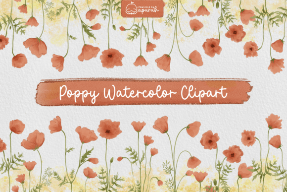 Poppy Flower Watercolor Clipart