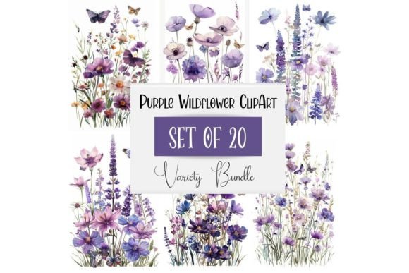 Purple Watercolor Wildflower Clipart
