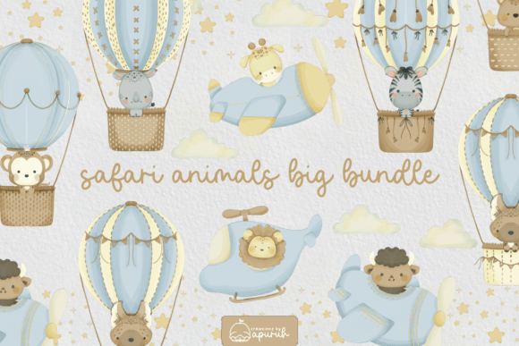 Safari Animals Watercolor Clipart Bundle