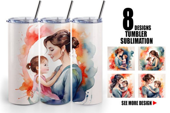 Tumbler Watercolor Mom and Kid: A Playful Font for Modern Branding