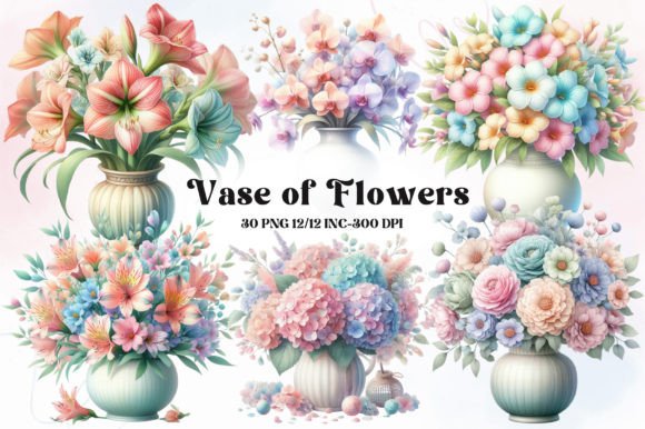 Vase of Flowers Watercolor Clipart for Creative Projects