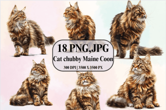 Watercolor Cat Chubby Maine Coon: A Font with Personality and Warmth