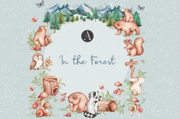 Watercolor Clipart in the Forest Set
