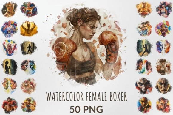 Watercolor Female Boxer Sublimation Pack