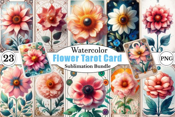 Watercolor Flower Tarot Card PNG Clipart
