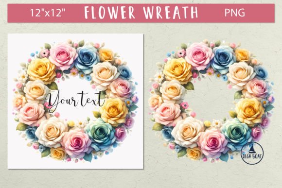 Watercolor Flower Wreath Sublimation