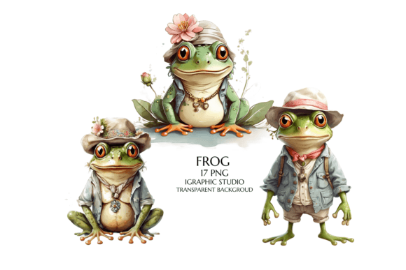 Watercolor Green Frogs Clipart for Creative Projects