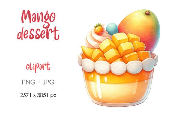Watercolor Illustration of Mango Dessert: A Design Asset with Warmth
