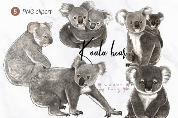 Watercolor Koala Clipart for Creative Design Projects