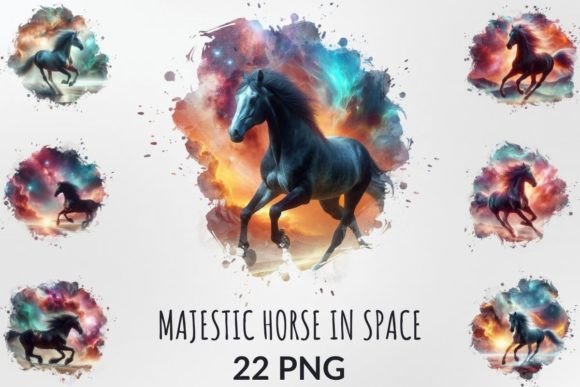 Watercolor Majestic Horse in Space: A Display Font