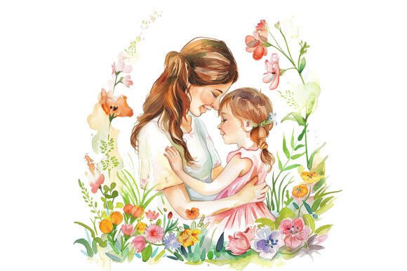 Watercolor Mother’s Day Clipart PNG for Thoughtful Designs