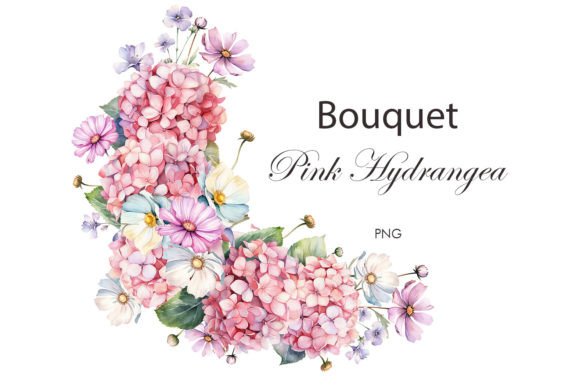 Watercolor Pink Hydrangea Bouquet
