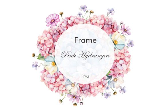 Watercolor Pink Hydrangea Frame – A Font with Floral Soul