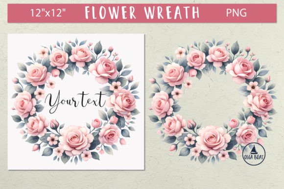 Watercolor Pink Roses Png Floral Wreath