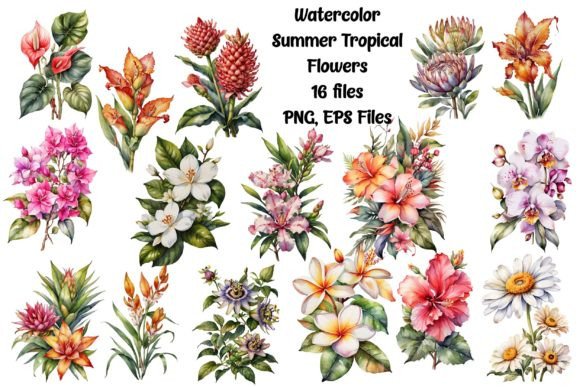 Watercolor Summer Tropical Flower Set: A Designer’s Guide to Tropical Typography