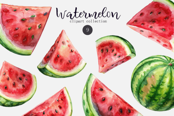 Watercolor Watermelon Clipart Set for Summer Branding