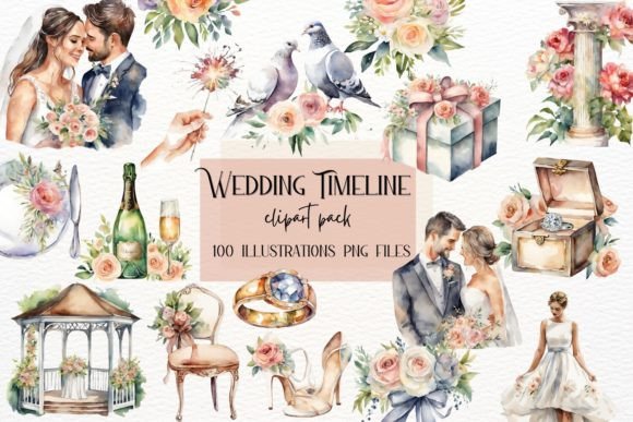 Wedding Timeline Watercolor Clipart