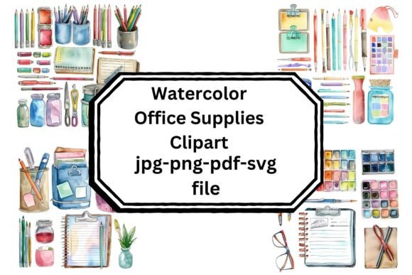 Why Watercolor Office Supplies Clipart Wins in Design